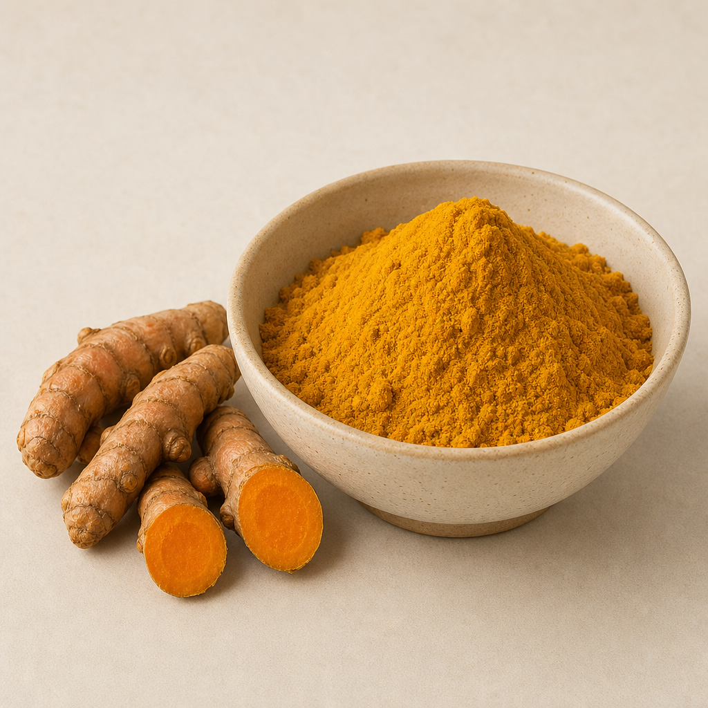 Cúrcuma — raiz e pó
